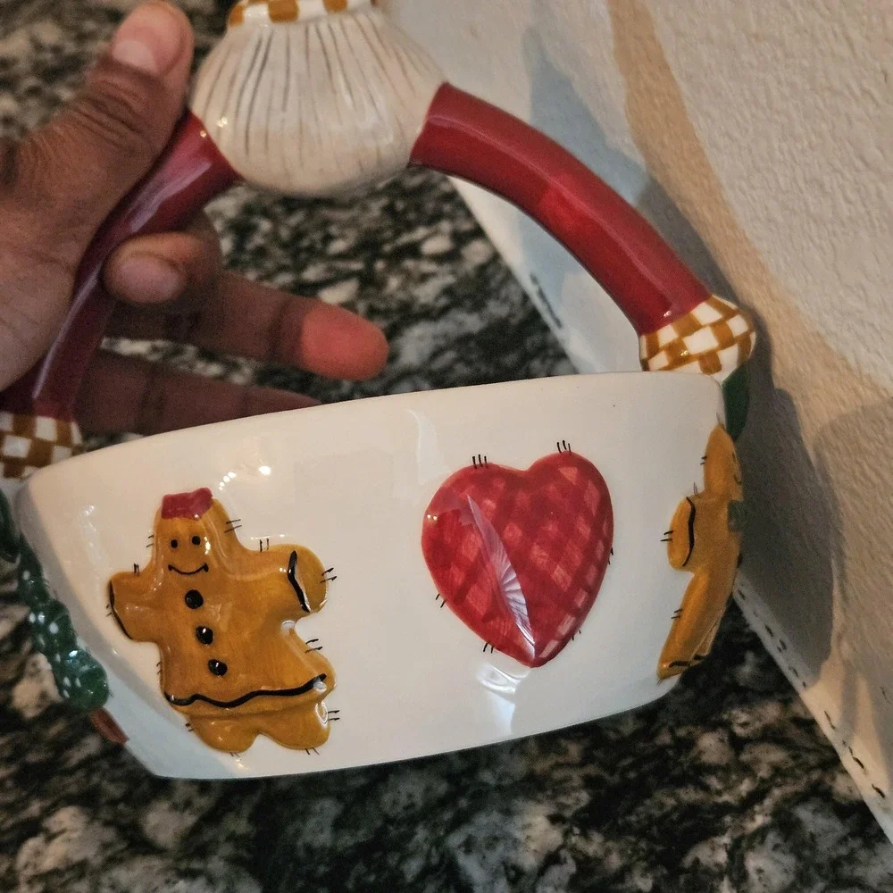 ceramic Santa Claus candy bowl holiday serving‎ dish Palm Tree Co.